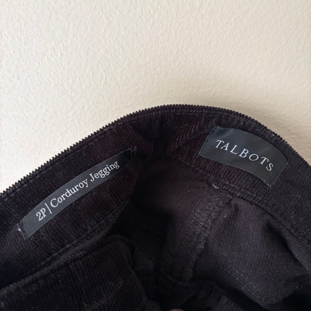 Talbots | Corduroy Jegging Pants Ribbed Mid Rise Skinny Fit Black 2P Petite - Picture 5 of 6